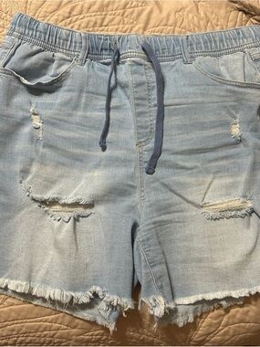 Black Label Light Blue Distressed Women's Jean Shorts